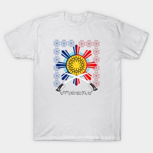 Philippine Sun / Philippine Swords (Ginunting) / Baybayin word Mandirigma (Warrior) T-Shirt